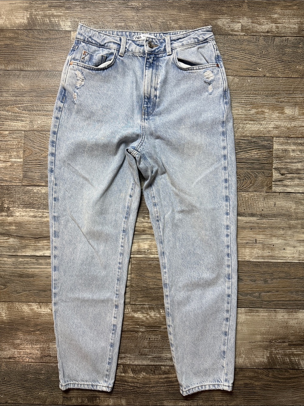 🌟Zara 🌟Light Blue Distressed Mom Jeans. 6